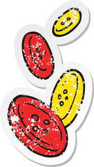 retro distressed sticker of a cartoon buttons