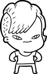 cute cartoon girl with hipster haircut