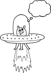 freehand drawn thought bubble cartoon space alien