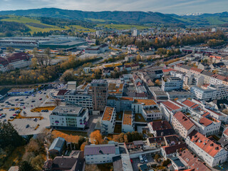 Obraz premium Die Oberösterreichische Stadt Steyr von oben