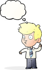 cartoon boy asking question with thought bubble