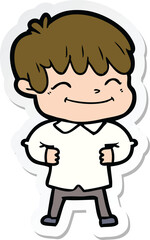 sticker of a cartoon happy boy
