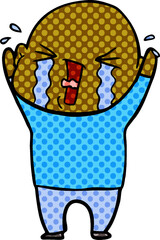 cartoon crying bald man