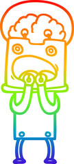 rainbow gradient line drawing of a cartoon robot