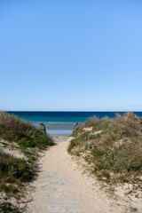 Fototapeta na wymiar Wooden walkway in the beach dunes