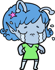 cartoon crying alien girl