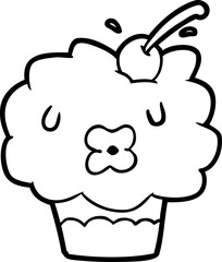 funny line drawing of a cupcake