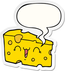 cartoon cheese with speech bubble sticker