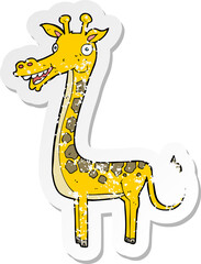 retro distressed sticker of a cartoon giraffe