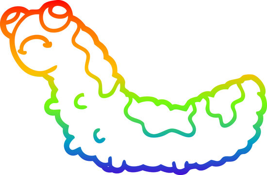 recommend clip art: rainbow gradient line drawing of a cartoon unhappy caterpillar