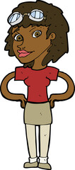 cartoon retro pilot woman