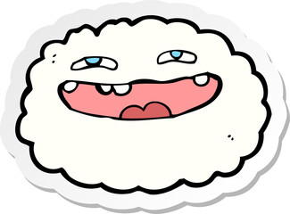 sticker of a happy cartoon cloud