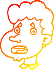 warm gradient line drawing of a cartoon shocked man