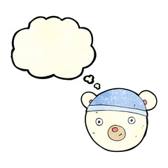 cartoon polar bear face with thought bubble