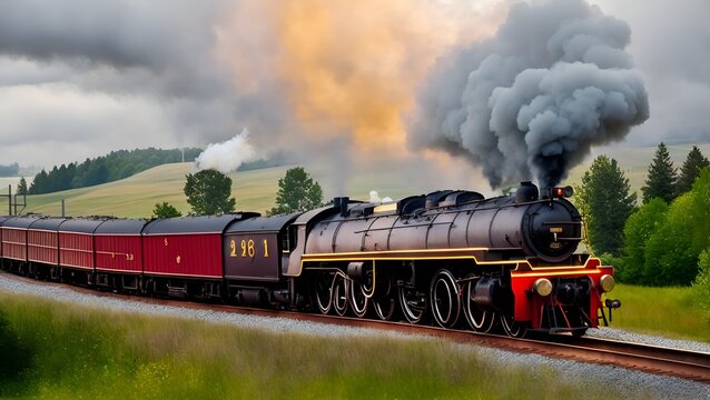 An old steam train billowing smoke 