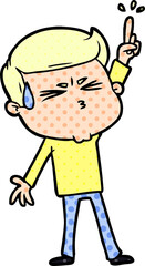 cartoon man sweating