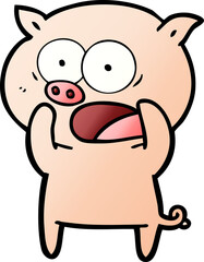 Obraz premium cartoon pig shouting