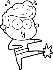 cartoon man kung fu kicking