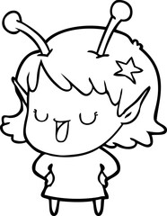 happy alien girl cartoon