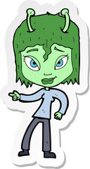 sticker of a cartoon alien woman