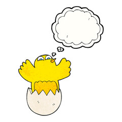 freehand drawn thought bubble textured cartoon hatching egg