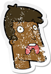 retro distressed sticker of a cartoon shocked man