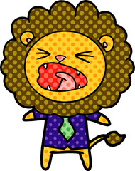 cartoon lion in business clothes