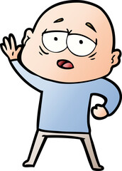cartoon tired bald man