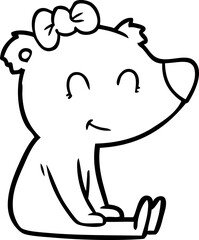 sitting female bear cartoon