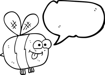 freehand drawn speech bubble cartoon bee