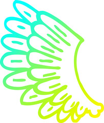 cold gradient line drawing of a cartoon wings
