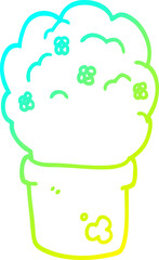 cold gradient line drawing of a cartoon shrub