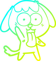 cold gradient line drawing of a cute cartoon dog