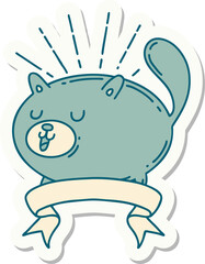 sticker of a tattoo style happy cat
