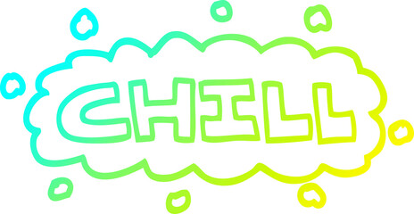 cold gradient line drawing of a cartoon chill sign