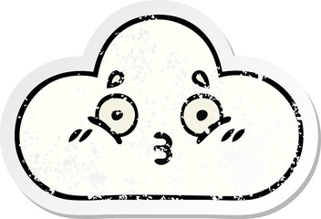 distressed sticker of a cute cartoon white cloud