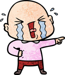 cartoon crying bald man