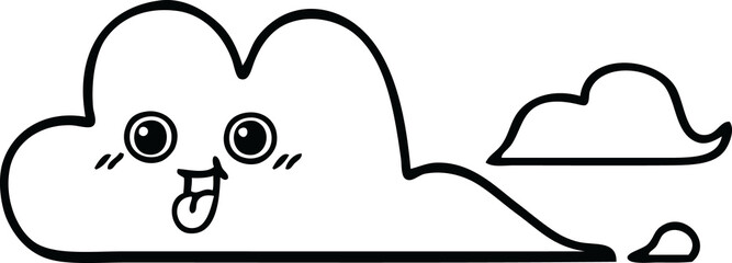 line drawing cartoon of a clouds