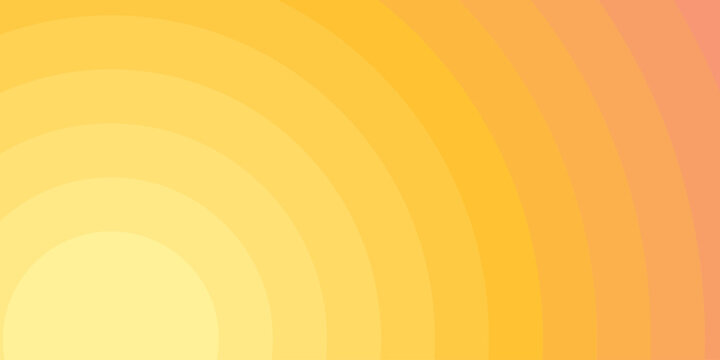 Geometric sunshine background. Part of the tunnel made of circles. Gradient from yellow to orange. Abstract Summer wallpaper.