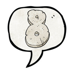 freehand speech bubble textured cartoon stone number eight