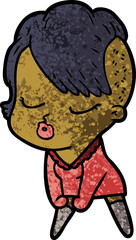 cartoon pretty hipster girl