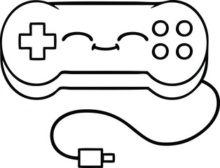 line drawing cartoon of a game controller