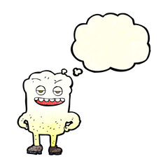 cartoon tooth looking smug with thought bubble