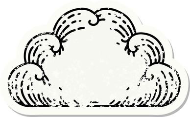 distressed sticker tattoo in traditional style of a cloud