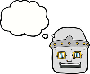cartoon robot head with thought bubble