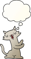 cartoon cat with thought bubble in smooth gradient style