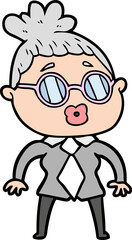 cartoon office woman wearing spectacles