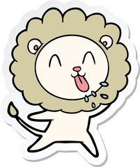 sticker of a happy cartoon lion