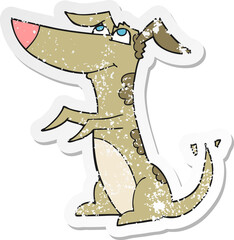 retro distressed sticker of a cartoon dog