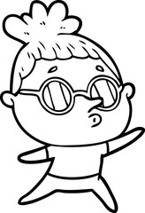 cartoon woman wearing glasses
